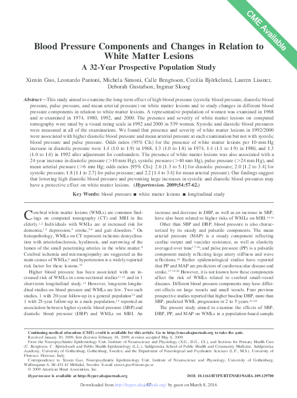 (PDF) Blood Pressure Components and Changes in Relation to White Matter ...