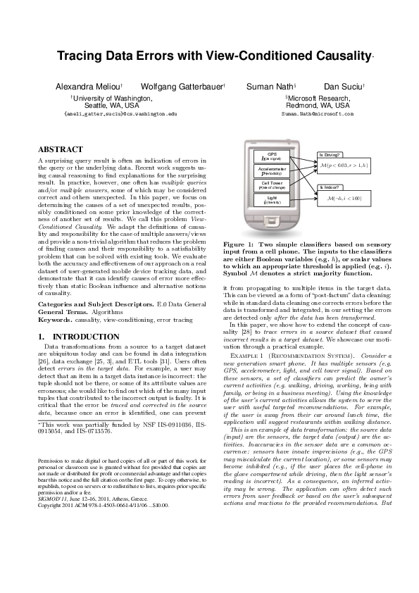 (PDF) Tracing data errors with view-conditioned causality