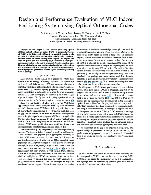 (PDF) Design and performance evaluation of VLC indoor positioning ...