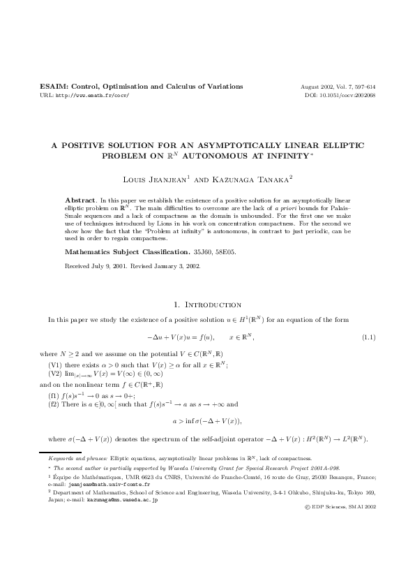 (PDF) A positive solution for an asymptotically linear elliptic problem ...