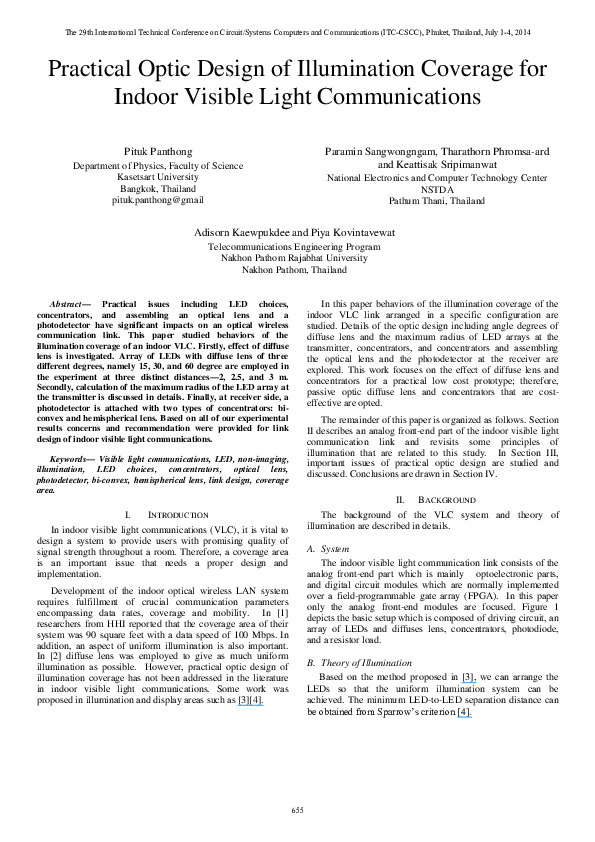 (PDF) Practical Optic Design of Illumination Coverage for Indoor ...