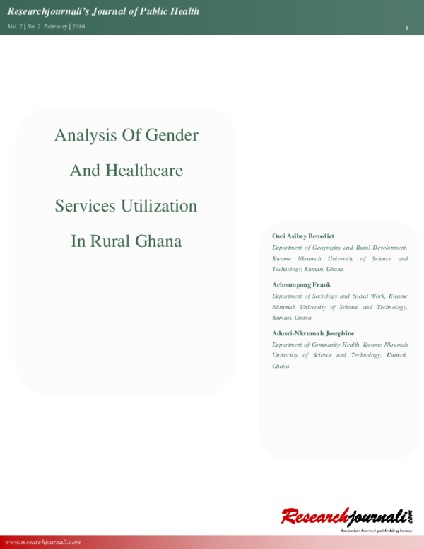 (PDF) Analysis of Gender and Health Care Utilisation in Rural Ghana.