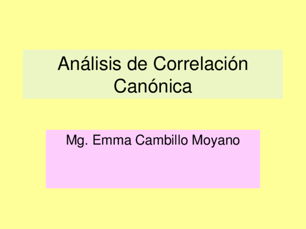(PDF) Análisis de Correlación Canónica
