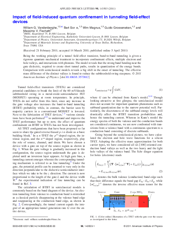 (PDF) Impact of fieldinduced quantum confinement in tunneling field