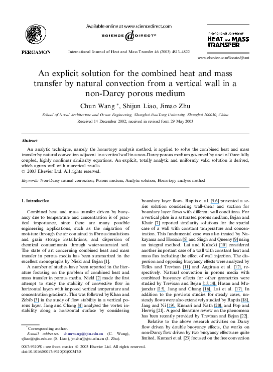(PDF) An explicit solution for the combined heat and mass transfer by ...