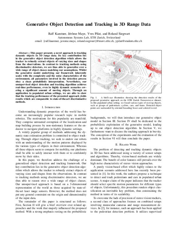 (PDF) Generative object detection and tracking in 3D range data