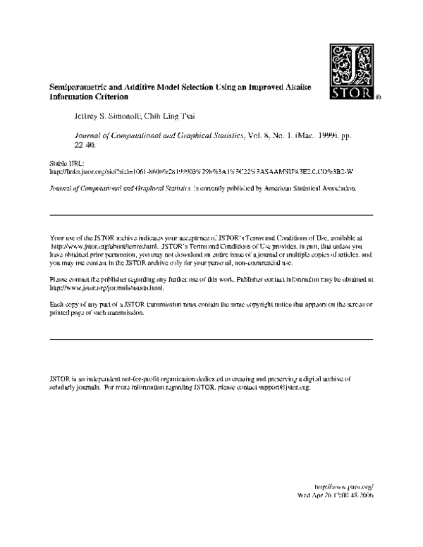 (PDF) Semiparametric and Additive Model Selection Using an Improved ...