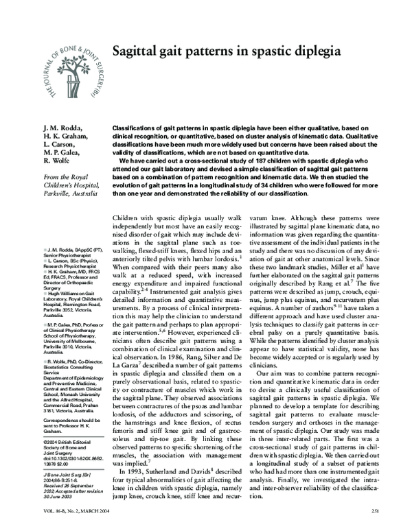 (PDF) Sagittal gait patterns in spastic diplegia