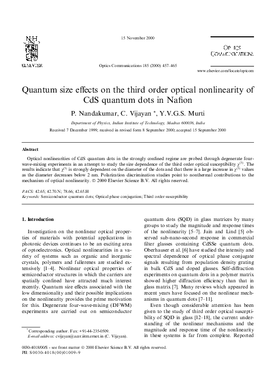 (PDF) Quantum size effects on the third order optical nonlinearity of ...