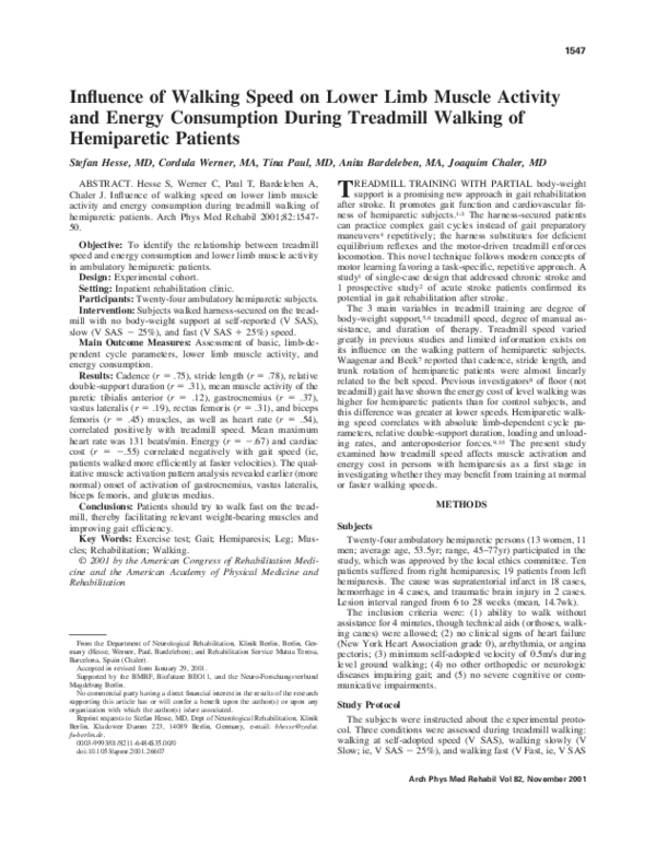 (PDF) Influence of walking speed on lower limb muscle activity and ...