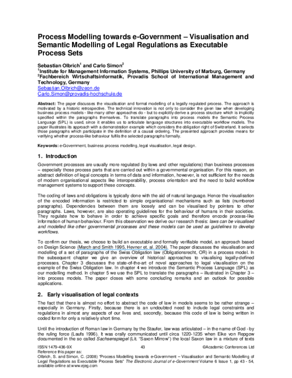(PDF) Process Modelling towards e-Government - Visualisation and ...
