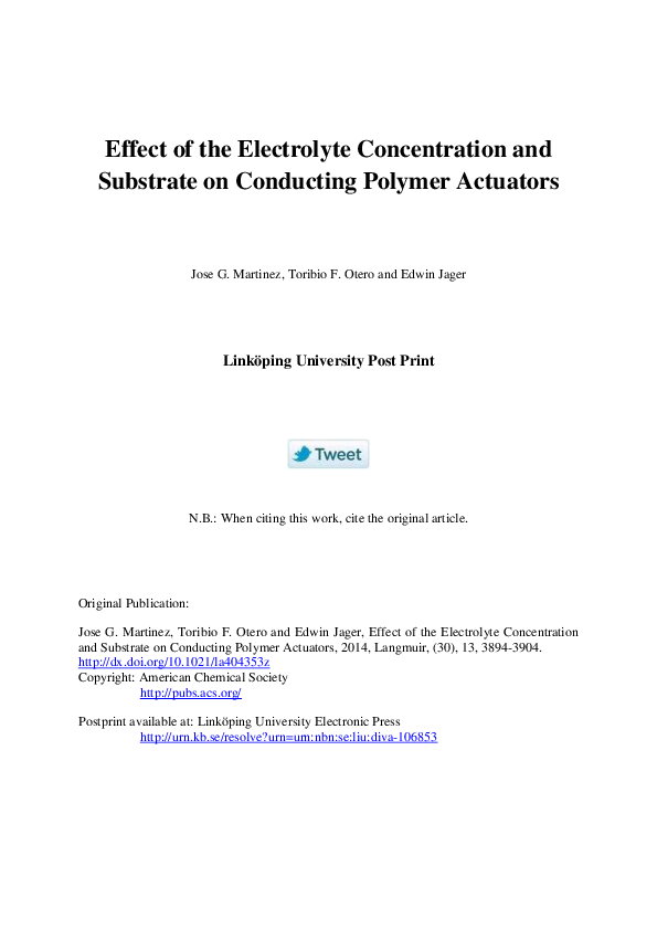 (PDF) Effect of the Electrolyte Concentration and Substrate on ...