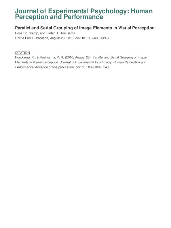 (PDF) Parallel and serial grouping of image elements in visual perception