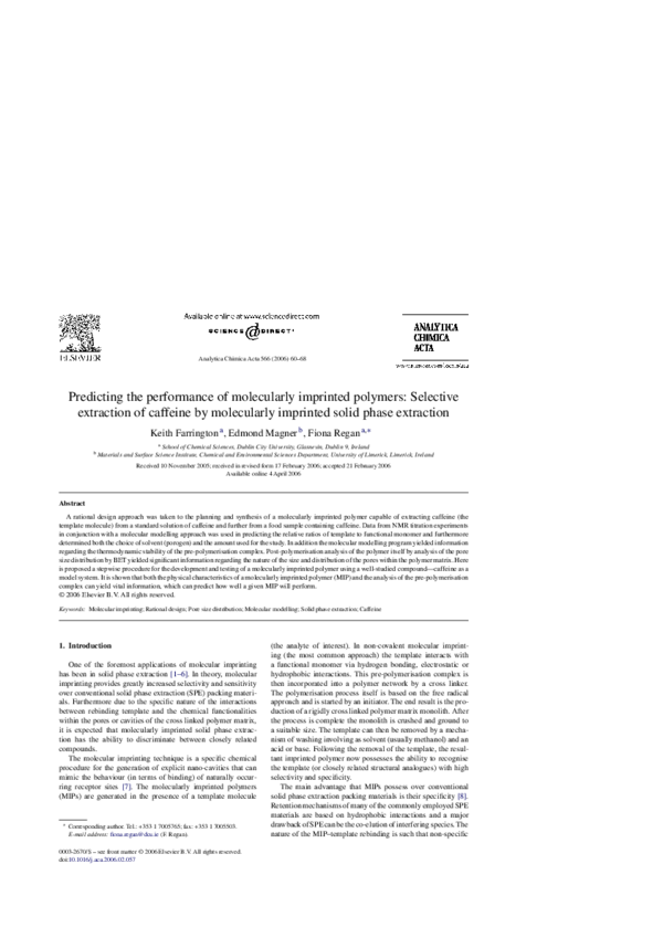 (PDF) Predicting the performance of molecularly imprinted polymers