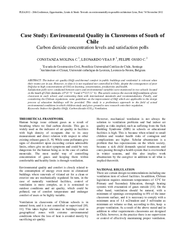 (PDF) Case Study: Environmental quality in classrooms of south of Chile