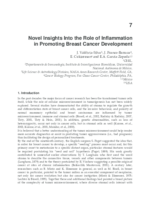 (PDF) Novel Insights Into the Role of Inflammation in Promoting Breast ...