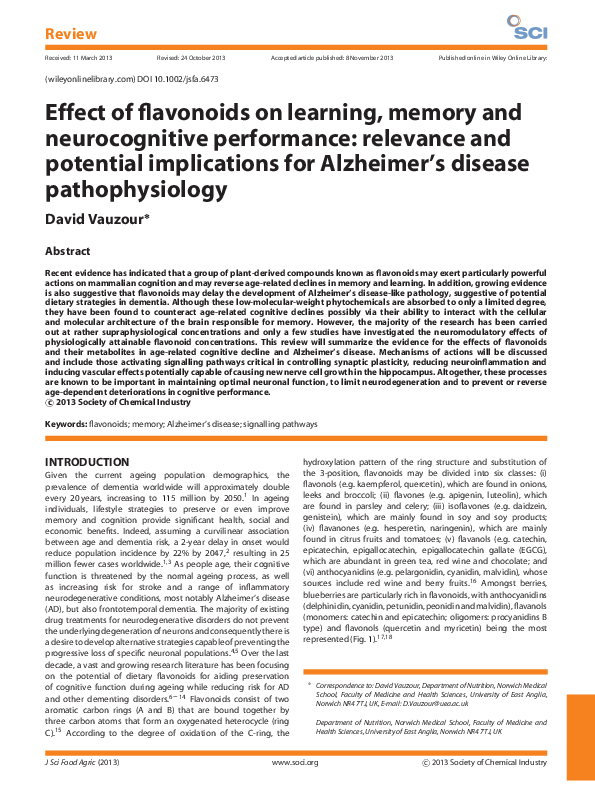 (PDF) Effect of flavonoids on learning, memory and neurocognitive