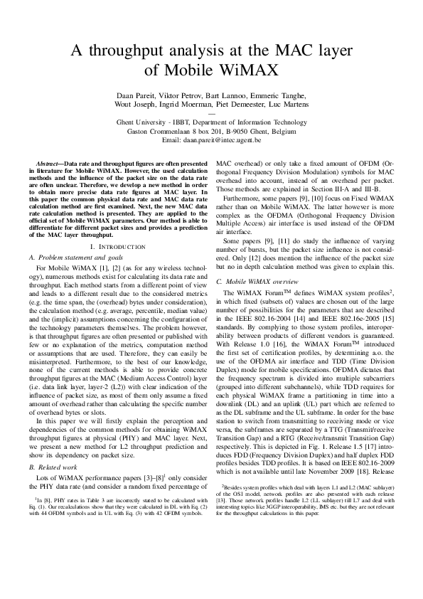 (PDF) A Throughput Analysis at the MAC Layer of Mobile WiMAX