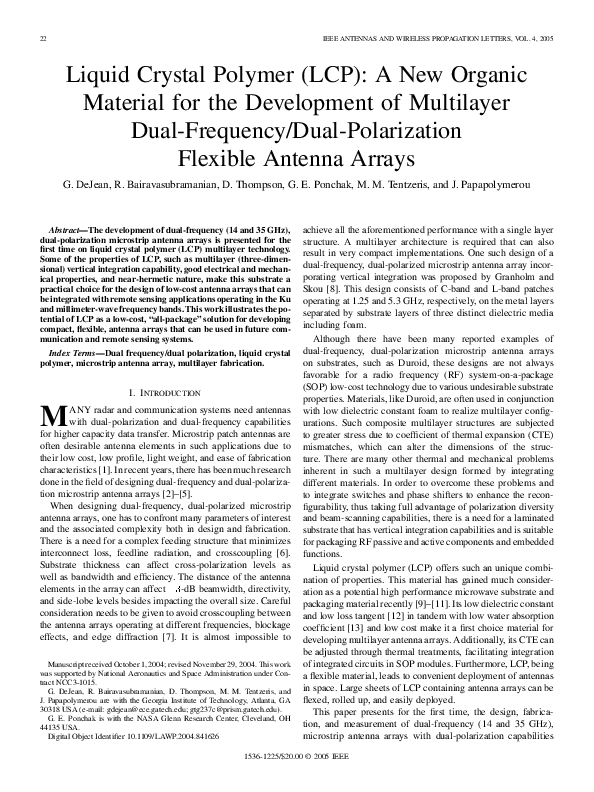 (PDF) Liquid Crystal Polymer (LCP): A New Organic Material for the ...