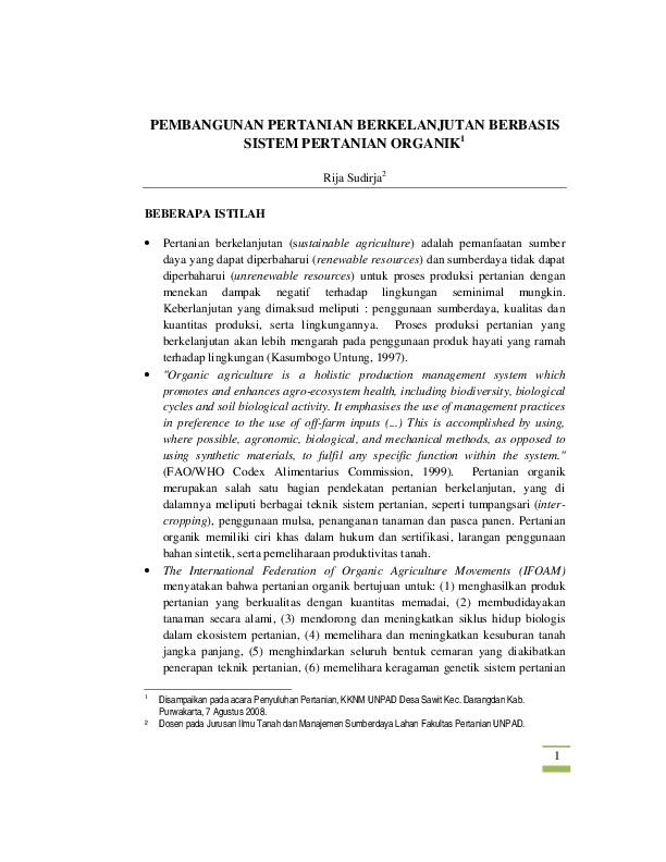 Pdf Pembangunan Pertanian Berkelanjutan Berbasis Sistem Pertanian Organik Chrisman Atma Academia Edu