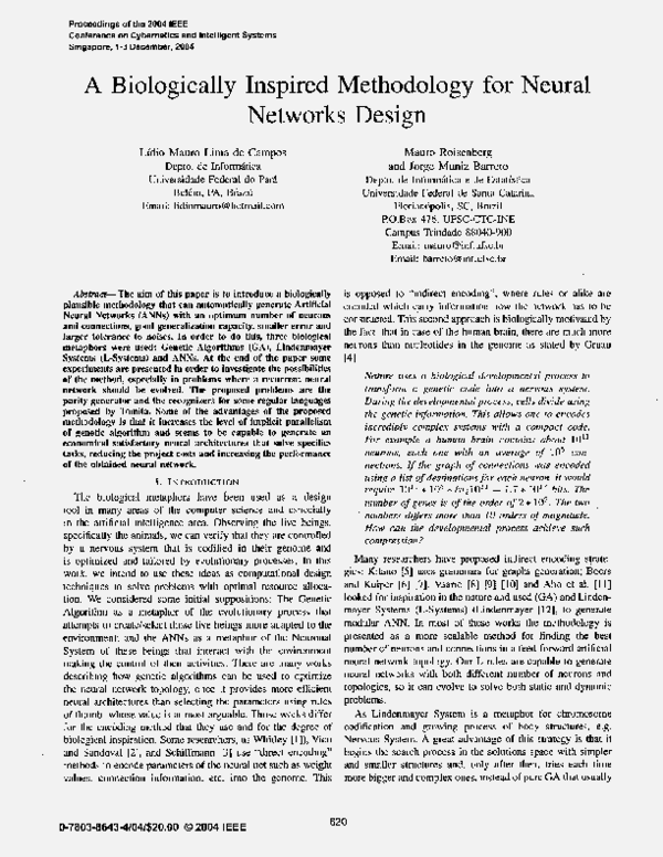 (PDF) A biologically inspired methodology for neural networks design