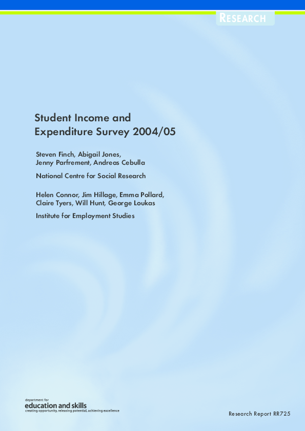 (PDF) Student Income and Expenditure Survey 2004/05