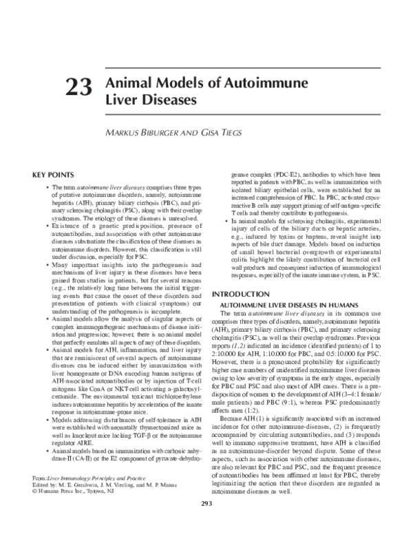 (PDF) Animal Models of Autoimmune Liver Diseases