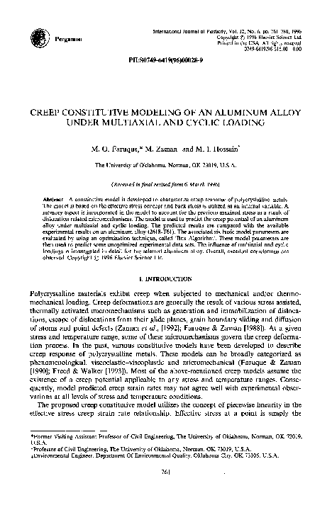 (PDF) Creep constitutive modeling of an aluminum alloy under multiaxial ...