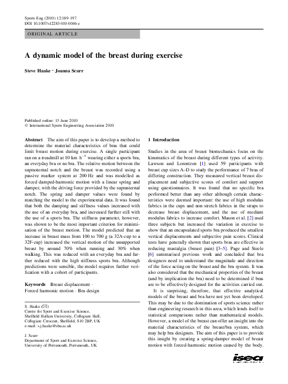 (PDF) A dynamic model of the breast during exercise