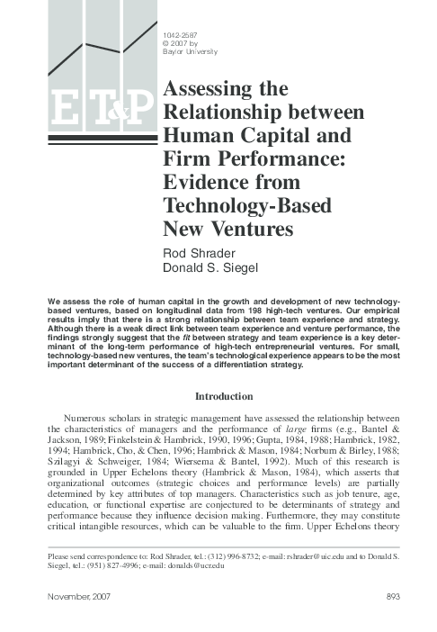 (PDF) Assessing the Relationship between Human Capital and Firm ...