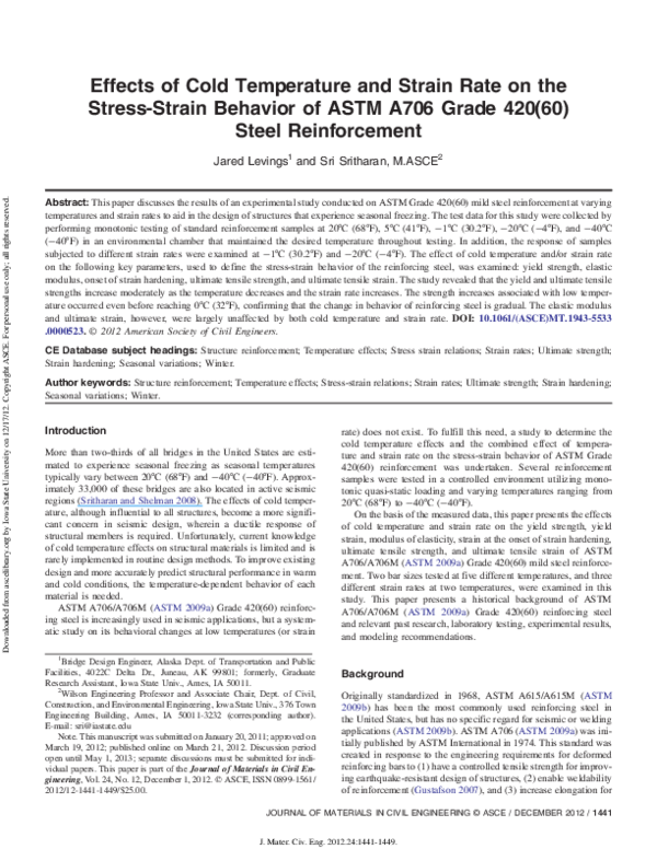 (PDF) Effects of Cold Temperature and Strain Rate on the StressStrain