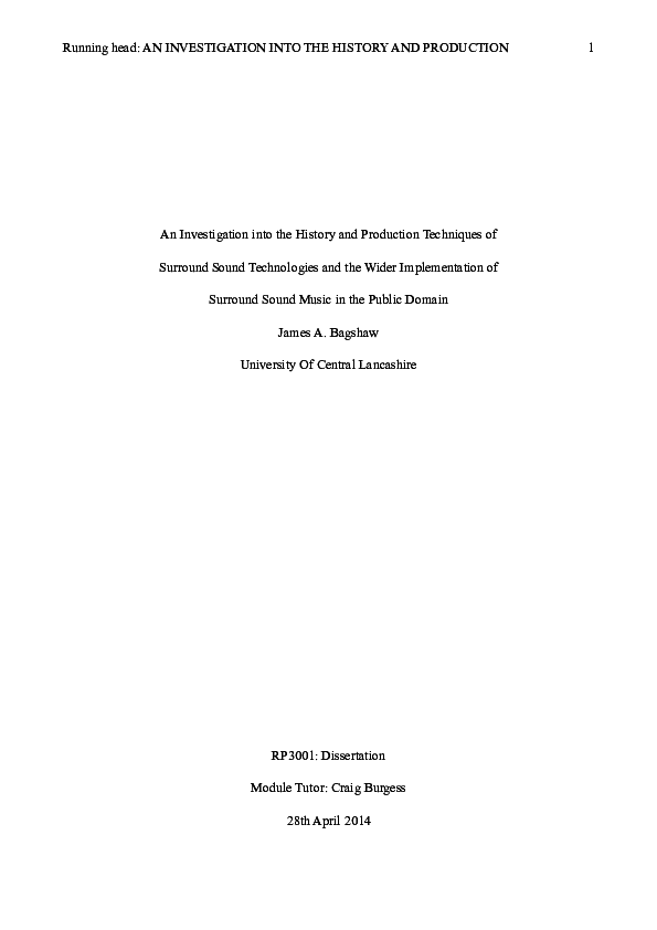 (PDF) (Undergraduate Dissertation) An Investigation into the History