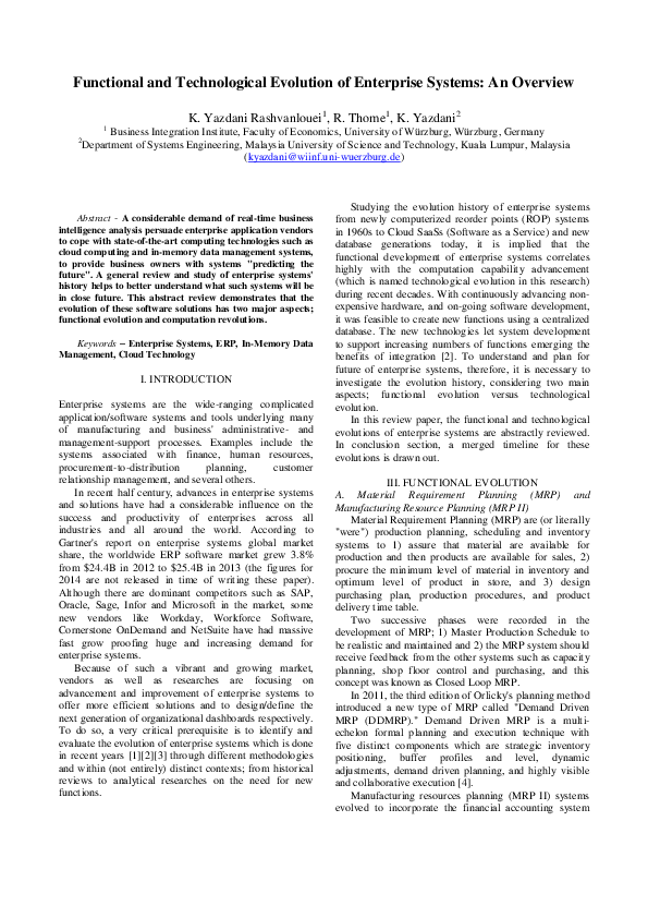 (PDF) Functional and Technological Evolution of Enterprise Systems: An ...