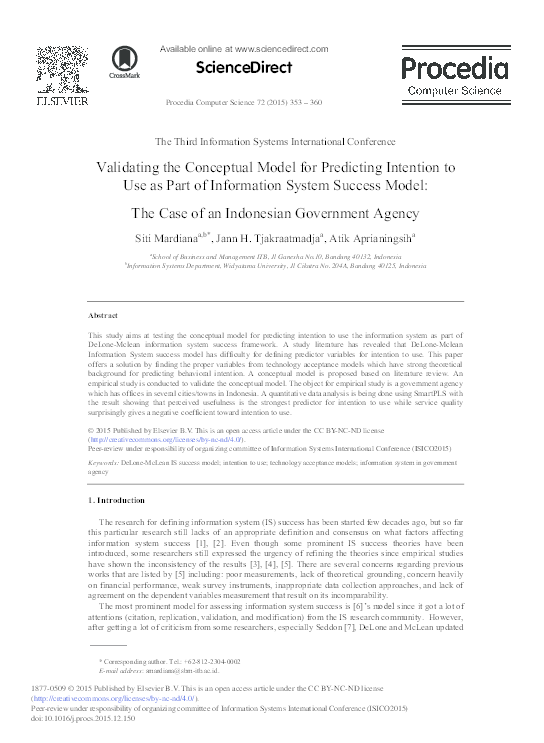 (PDF) Validating the Conceptual Model for Predicting Intention to Use ...