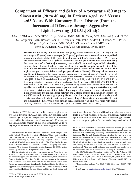 (PDF) Comparison of efficacy and safety of atorvastatin and simvastatin ...