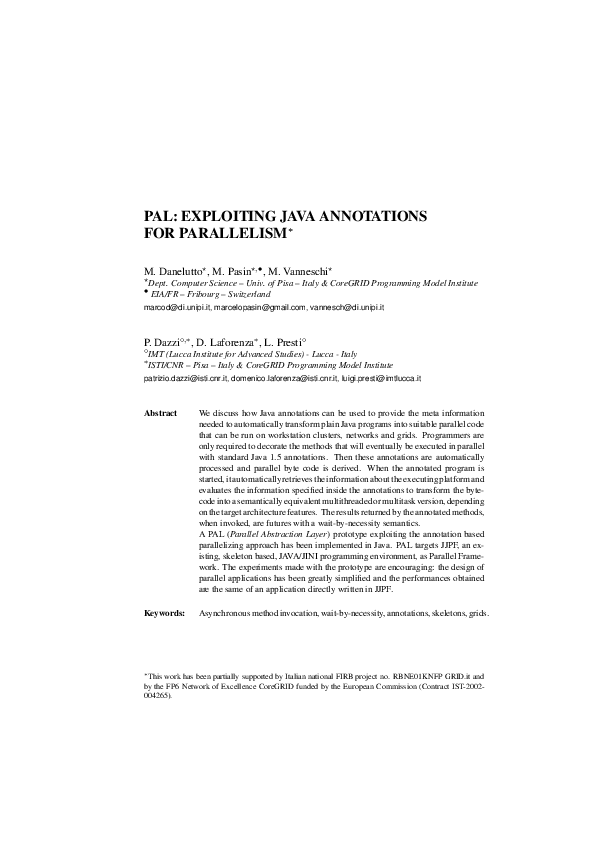 (PDF) PAL: Exploiting Java Annotations for Parallelism