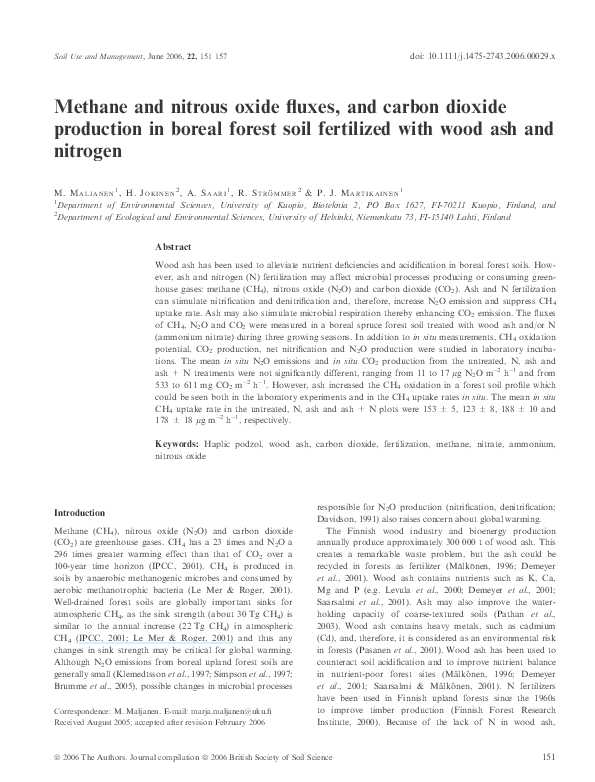 (PDF) Methane and nitrous oxide fluxes, and carbon dioxide production ...