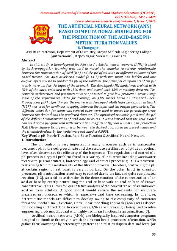 (PDF) THE ARTIFICIAL NEURAL NETWORK (ANN) BASED COMPUTATIONAL MODELLING ...