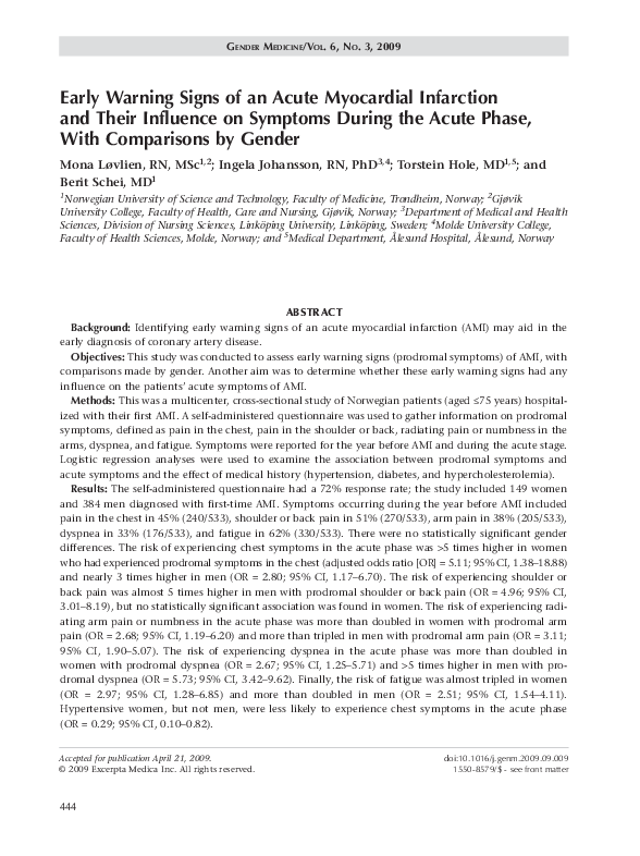 (PDF) Early warning signs of an acute myocardial infarction and their ...