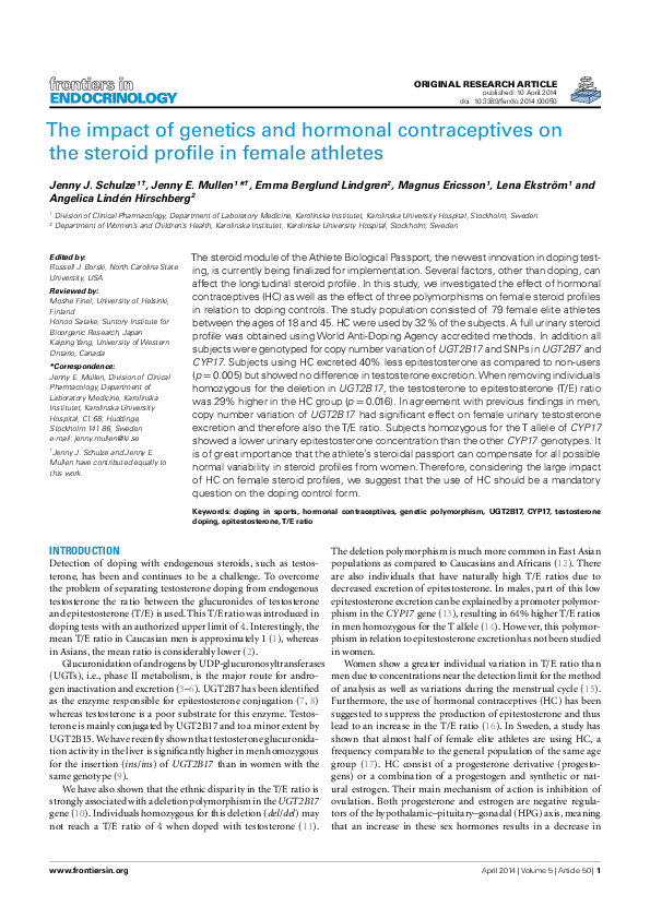 (PDF) The Impact of Genetics and Hormonal Contraceptives on the Steroid ...