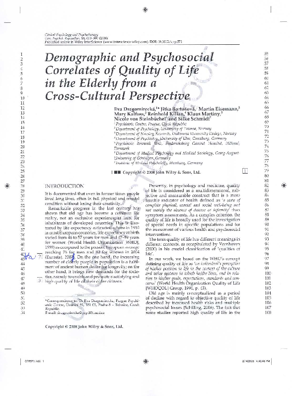 (PDF) Demographic and psychosocial correlates of quality of life in the ...