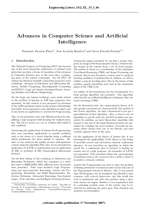 (PDF) Advances in Computer Science and Artificial Intelligence