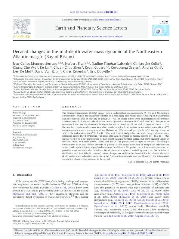 (PDF) Decadal changes in the mid-depth water mass dynamic of the ...