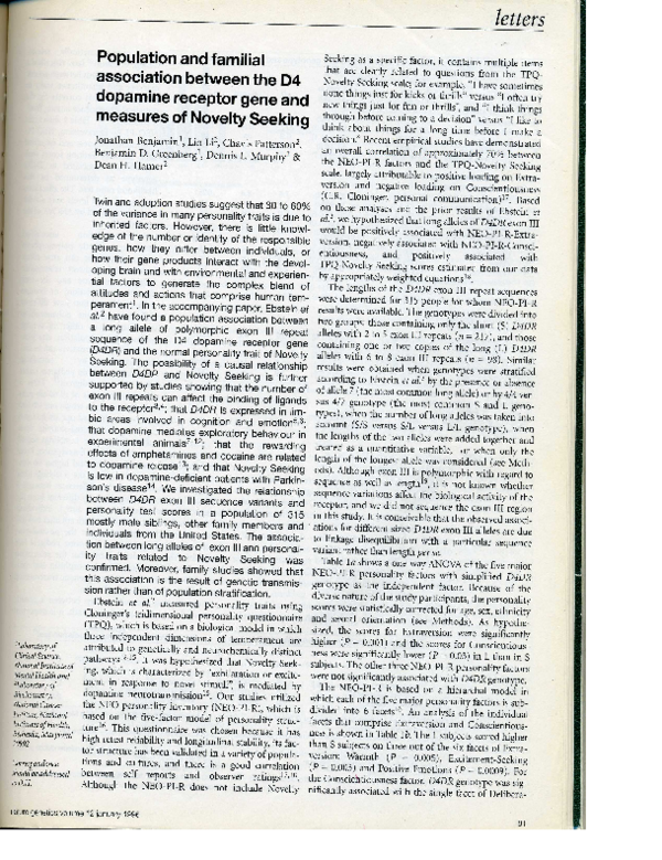 (PDF) Population and familial association between the D4 dopamine ...
