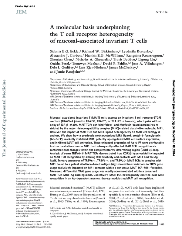 (PDF) A molecular basis underpinning the T cell receptor heterogeneity ...
