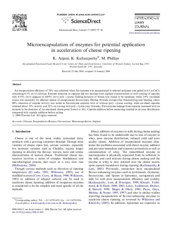 (PDF) Microencapsulation of enzymes for potential application in