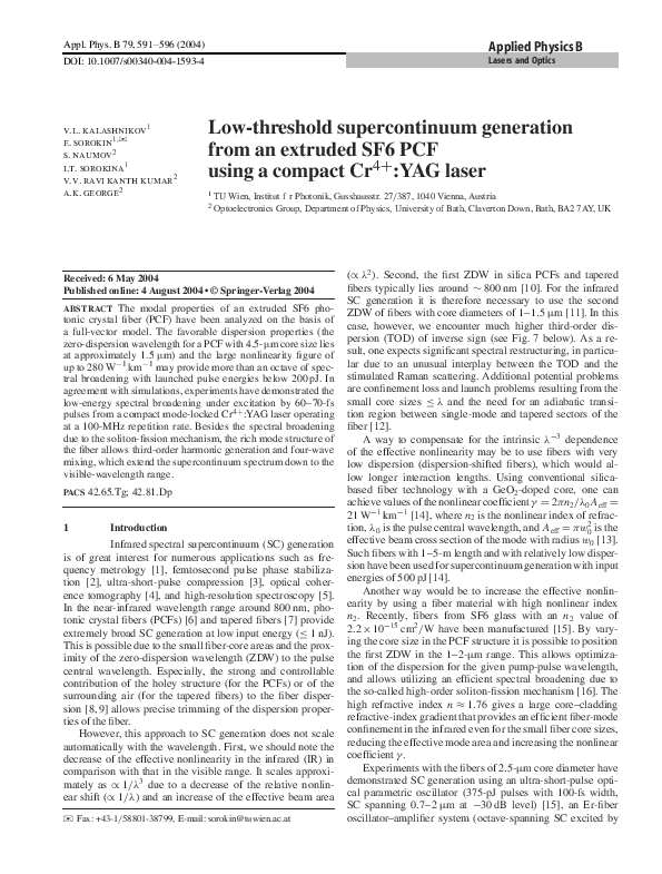 (PDF) Low-threshold supercontinuum generation from an extruded SF6 PCF ...