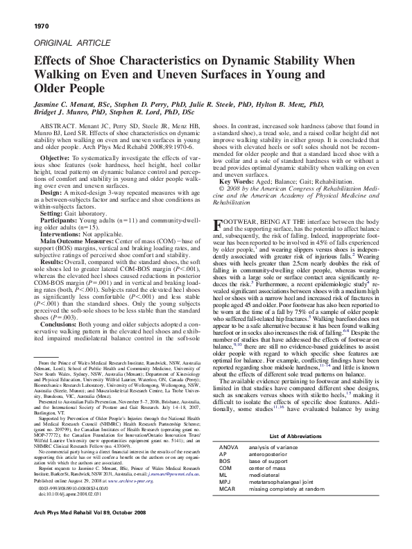 (PDF) Effects of Shoe Characteristics on Dynamic Stability When Walking ...