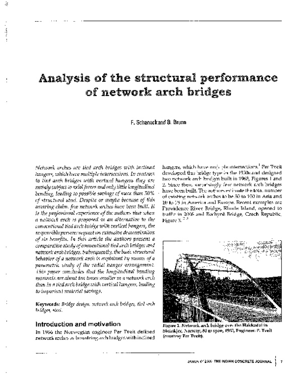 (PDF) Analysis of the structural performance of network arch bridges