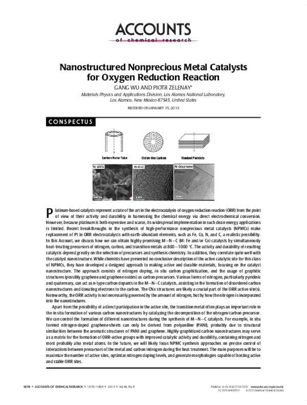 (PDF) Nanostructured Nonprecious Metal Catalysts for Oxygen Reduction ...